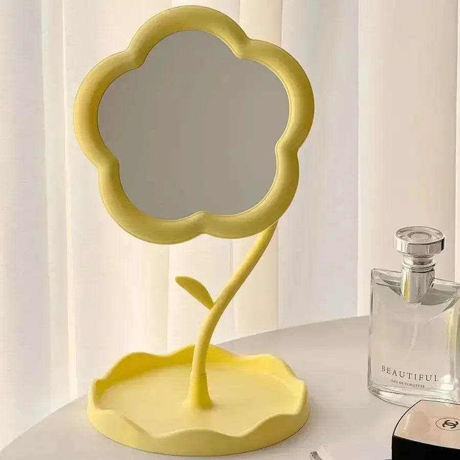 Creative Desktop Flower Mirror for Dorm Room High Aesthetic Value Gao Yan Style Makeup Vanity Bedroom Home Decor