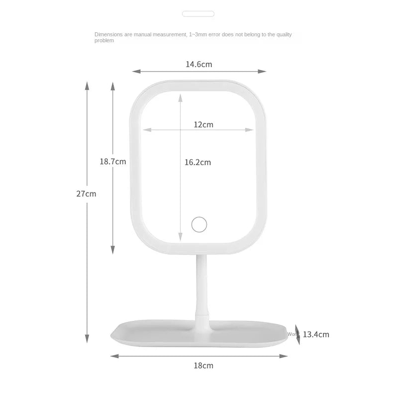 Niche Modern Desktop Vanity Mirror 3 Color Light LED Makeup Mirror Touching Mirror Women Bedroom Dressing Mirror