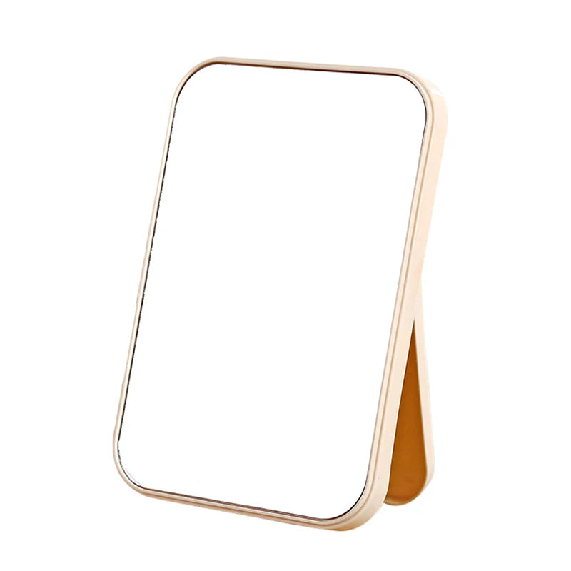 Portable Folding Cosmetic Mirror - Simple Square Desktop Makeup Mirror for Bedroom Decor