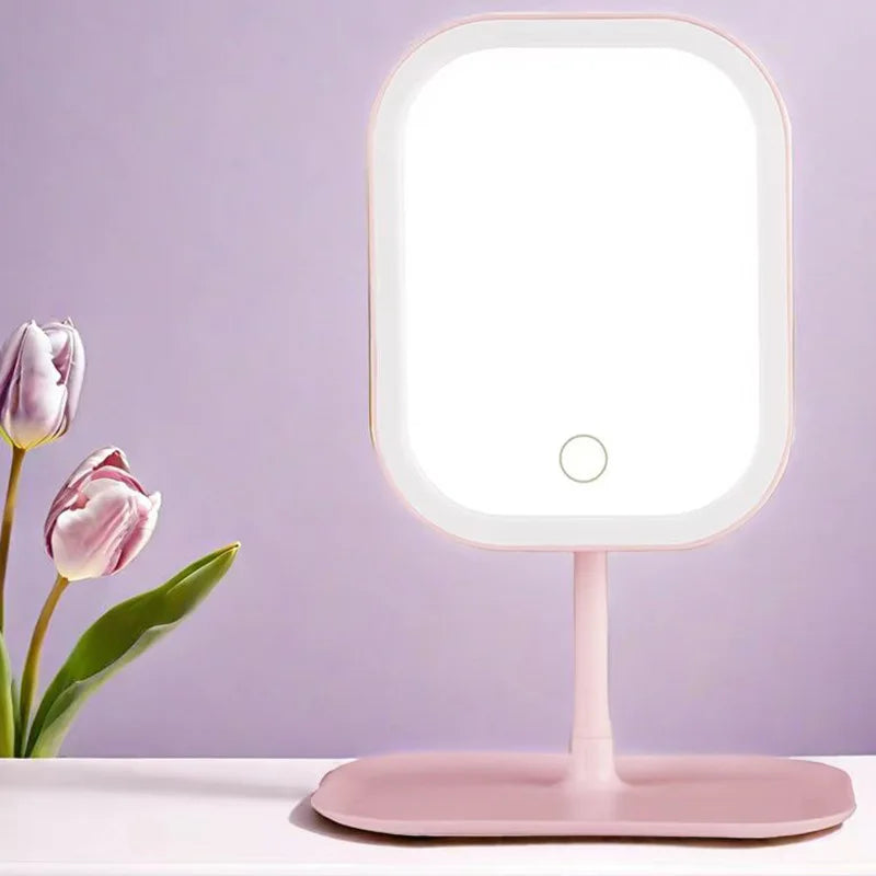 Niche Modern Desktop Vanity Mirror 3 Color Light LED Makeup Mirror Touching Mirror Women Bedroom Dressing Mirror