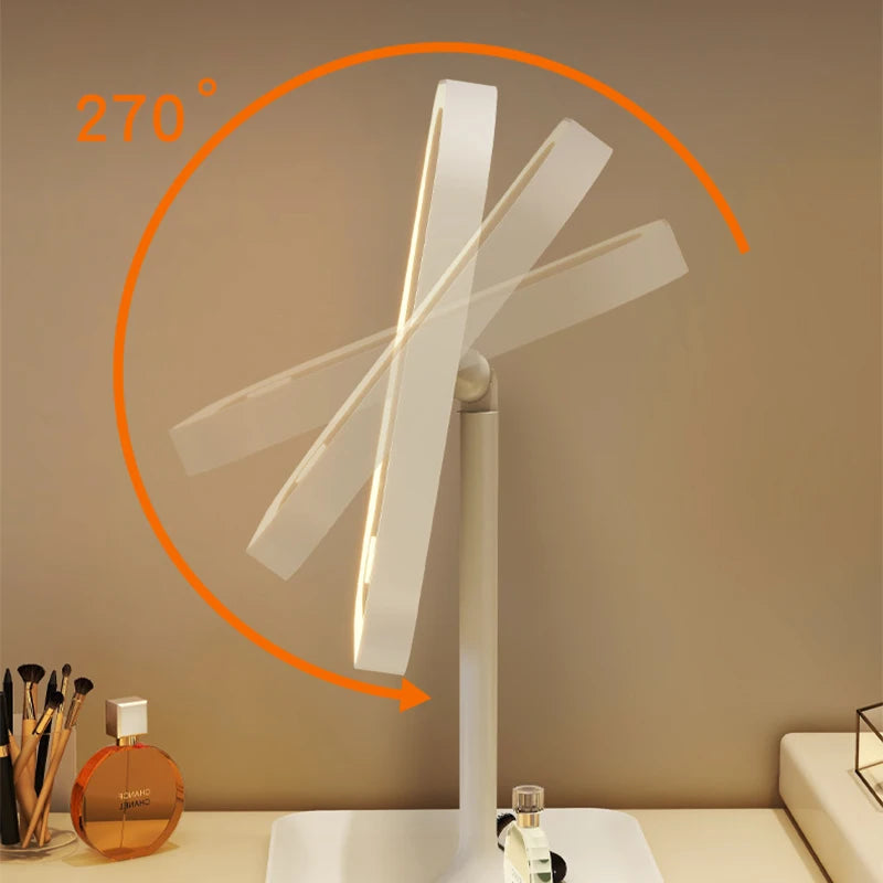 Niche Modern Desktop Vanity Mirror 3 Color Light LED Makeup Mirror Touching Mirror Women Bedroom Dressing Mirror