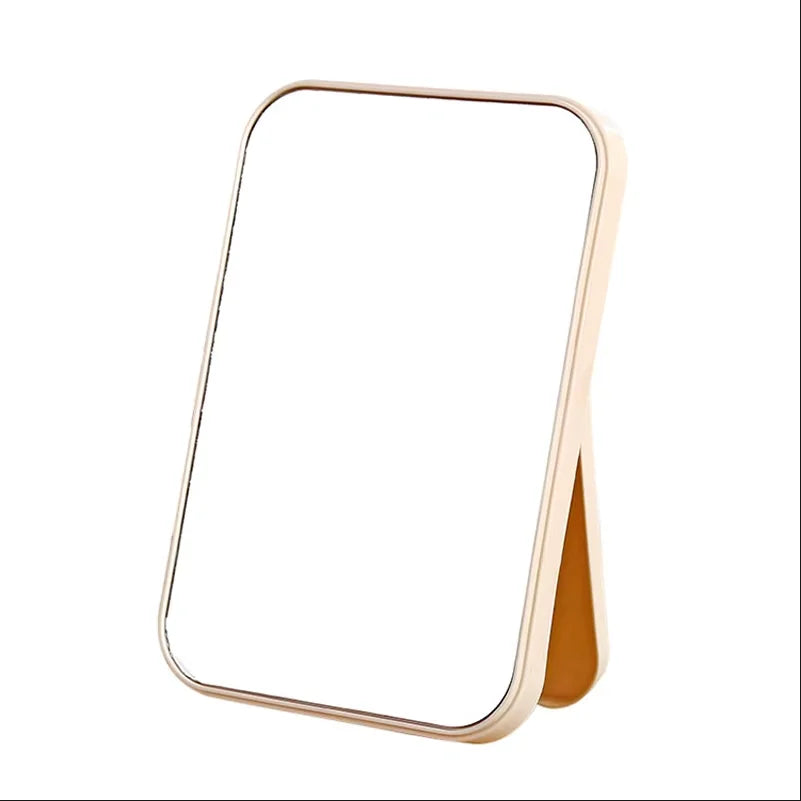 Portable Folding Cosmetic Mirror - Simple Square Desktop Makeup Mirror for Bedroom Decor