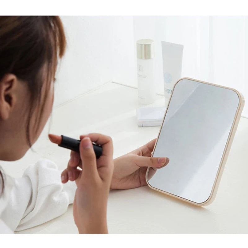 Portable Folding Cosmetic Mirror - Simple Square Desktop Makeup Mirror for Bedroom Decor