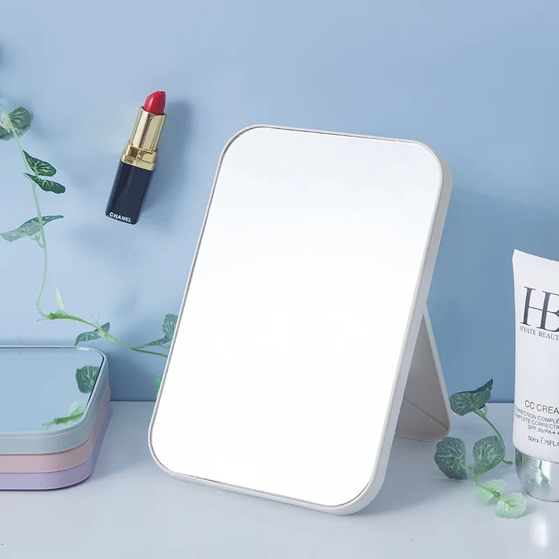 Portable Folding Cosmetic Mirror - Simple Square Desktop Makeup Mirror for Bedroom Decor
